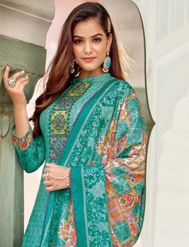 Unstitched Cotton Pakistani Karachi Suits Dress Material with Dupatta