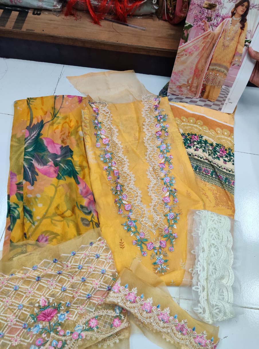 Unstitched Cotton Pakistani Style Suits Dress Material