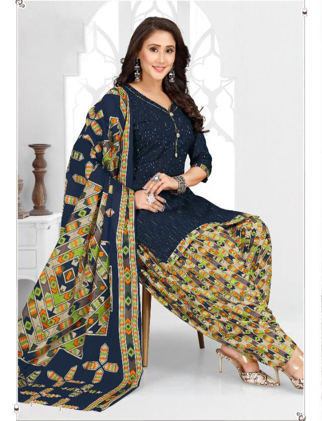 Unstitched Cotton Punjabi Suit Set Dress Material Fabric