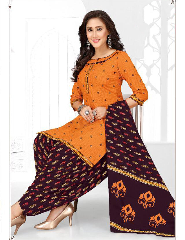 Unstitched Cotton Punjabi Suit Set Dress Material Fabric