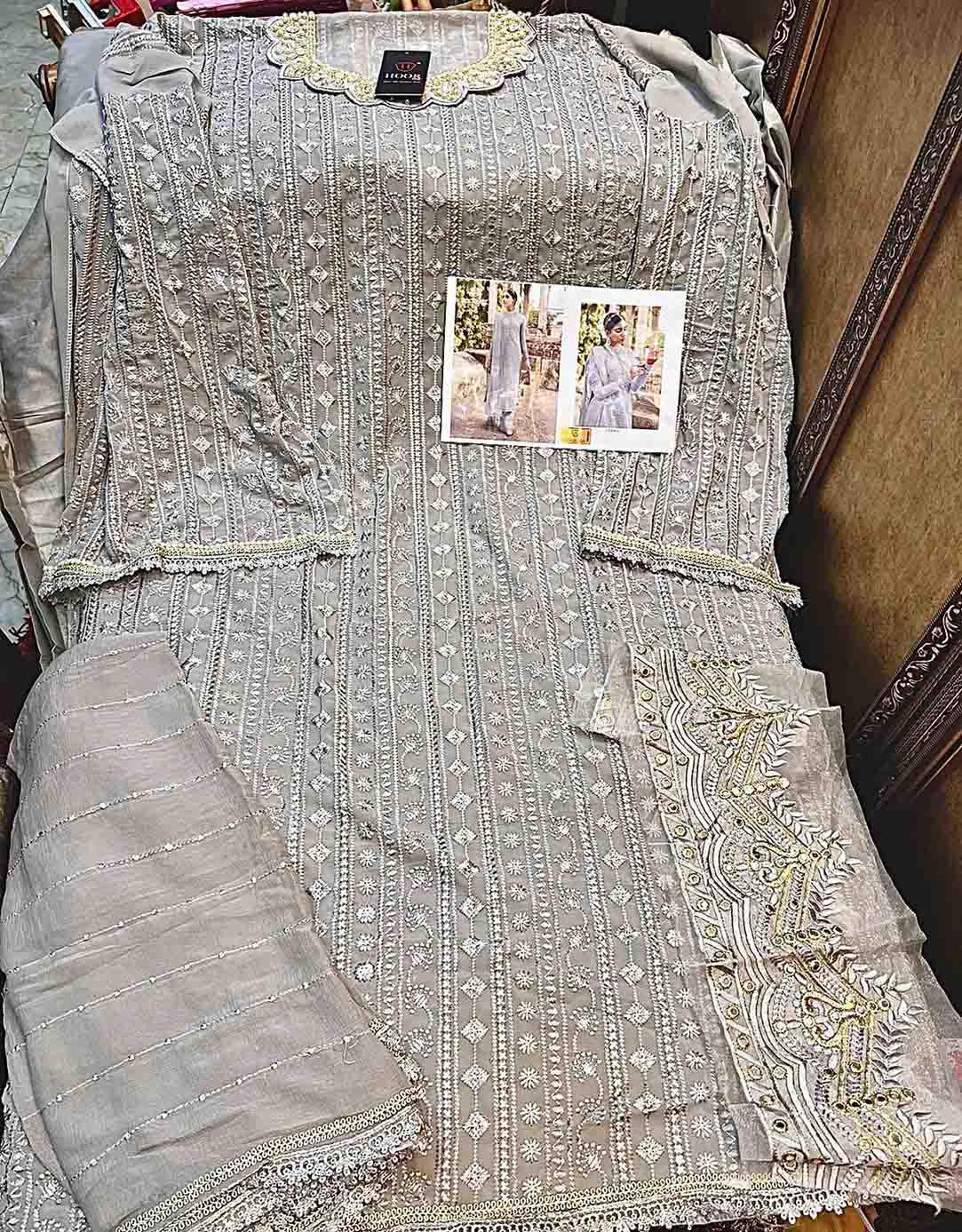 Women's Unstitched Georgette Pakistani Suit Material With Embroidery