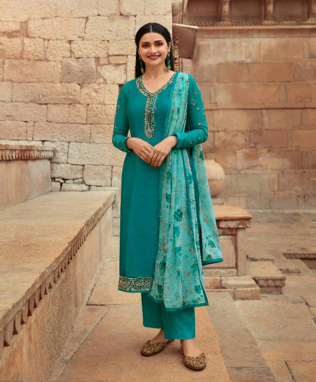 Unstitched Green Crepe Suits Set With Georgette Dupatta Dress material