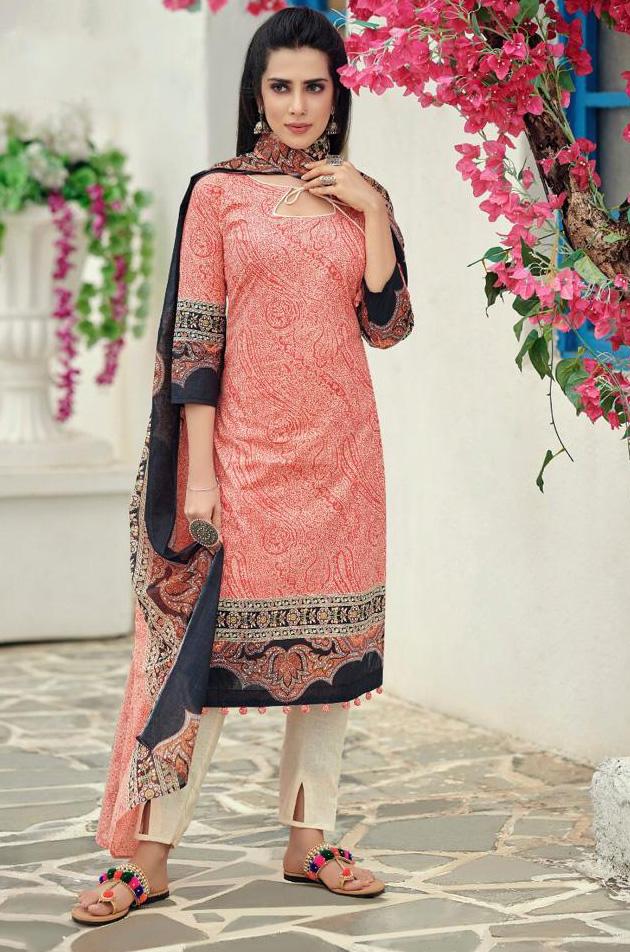 Unstitched Lawn Cotton Pakistani Suit Dress material