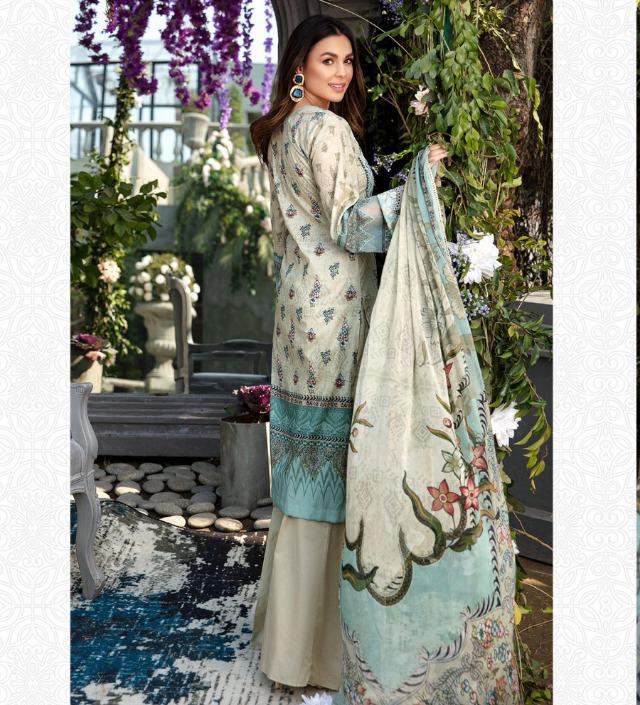 Unstitched Light Brown Pakistani Cotton Suit Dress Material