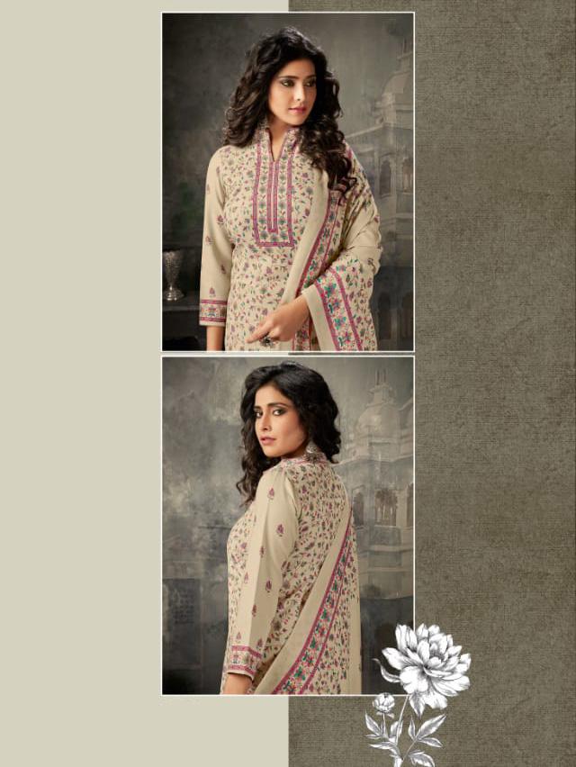 Unstitched Off-White Cotton Salwar Suits Set for women