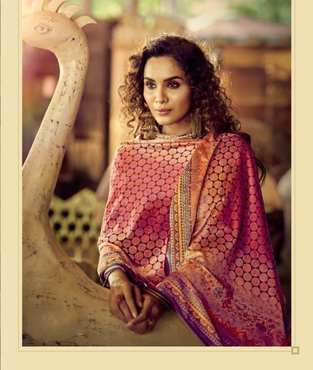 Unstitched Pashmina Dress Material Winter Wear Suits With Velvet Dupatta