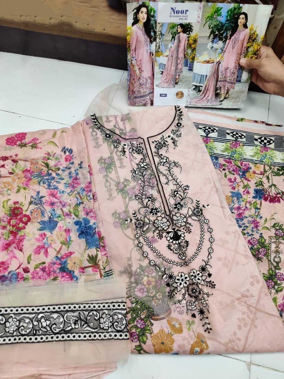 Unstitched Pink Cotton Pakistani Style Suits Dress Material