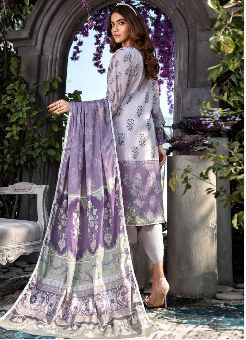 Unstitched Purple Pakistani Cotton Suit Dress Material