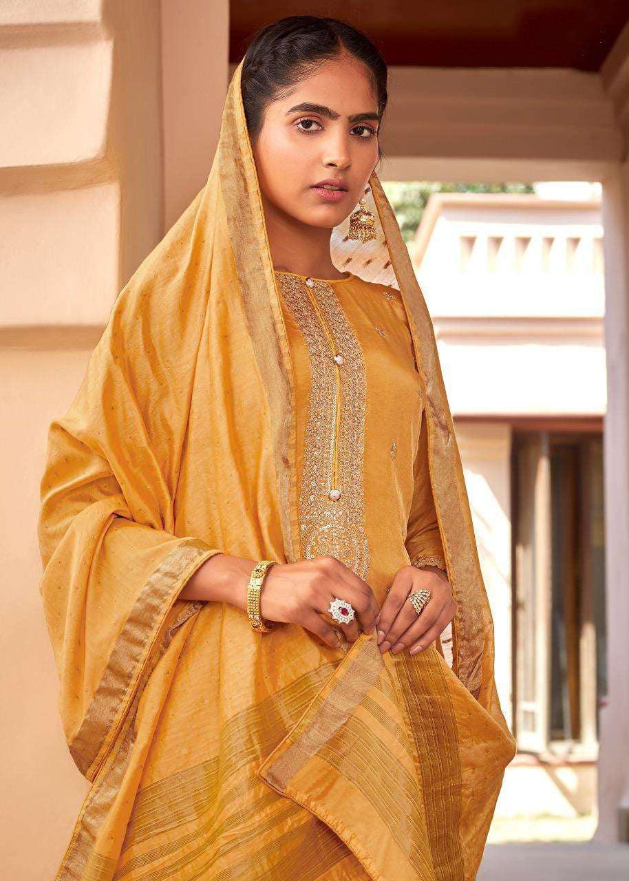 Party Wear Unstitched Women Silk Suit Material with Jacquard Dupatta