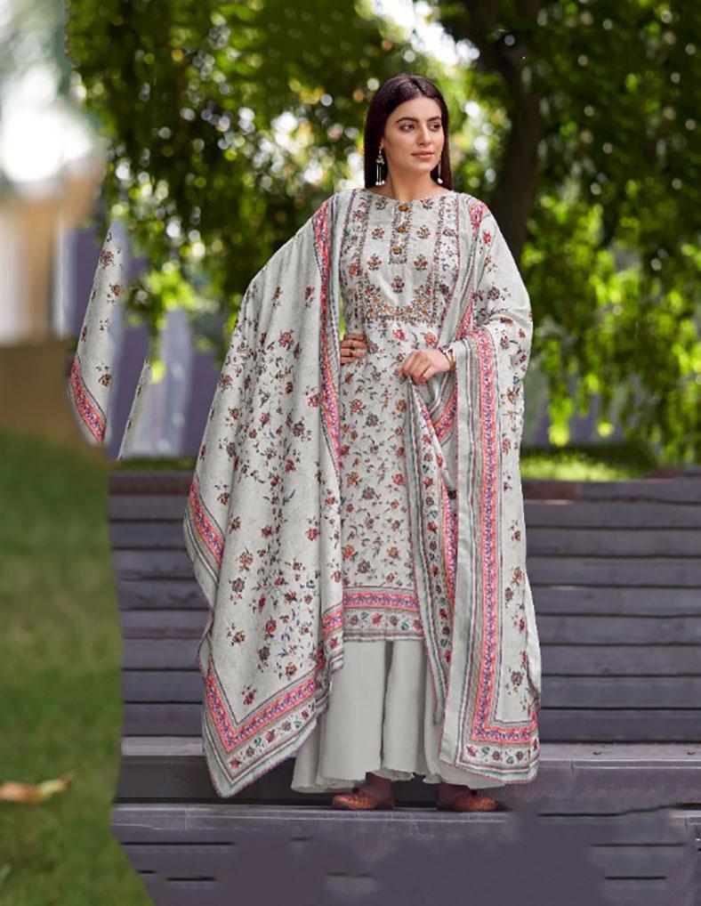 Unstitched Wool Pashmina Winter Suits Set For Ladies