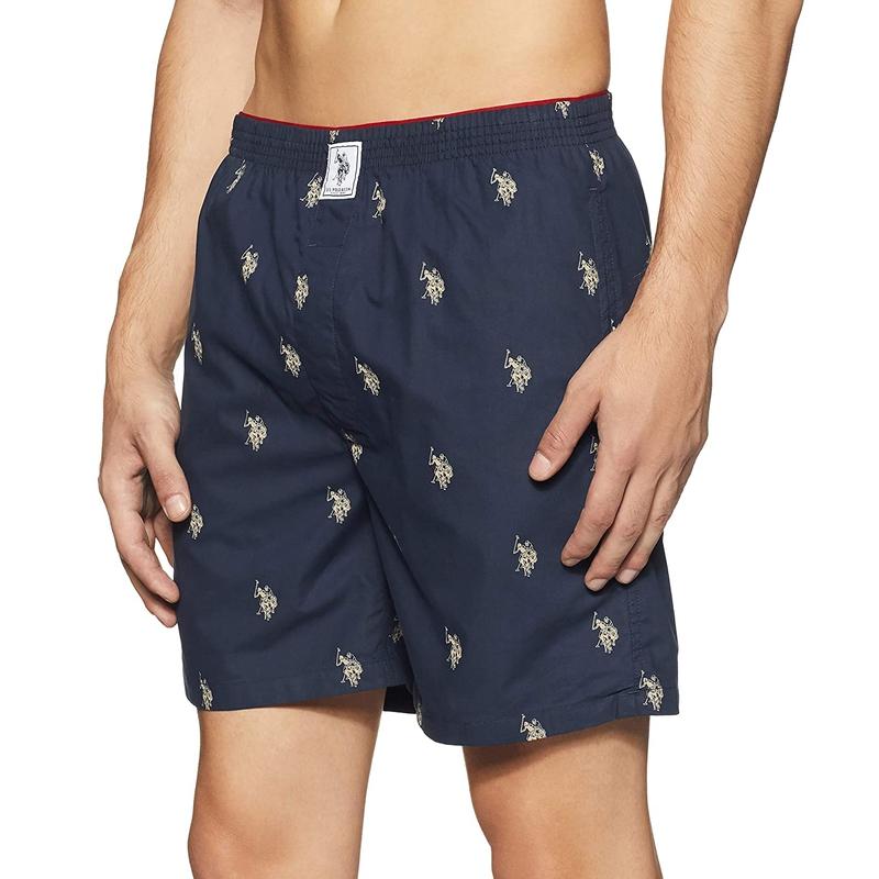 US Polo Men's Blue Cotton Printed Boxers Shorts