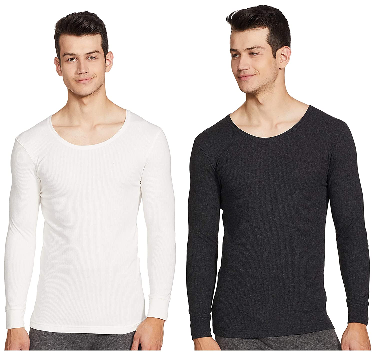 Van Heusen Black and Off-white Full Sleeve Thermal Winter Inner Wear (Pack  of 2)