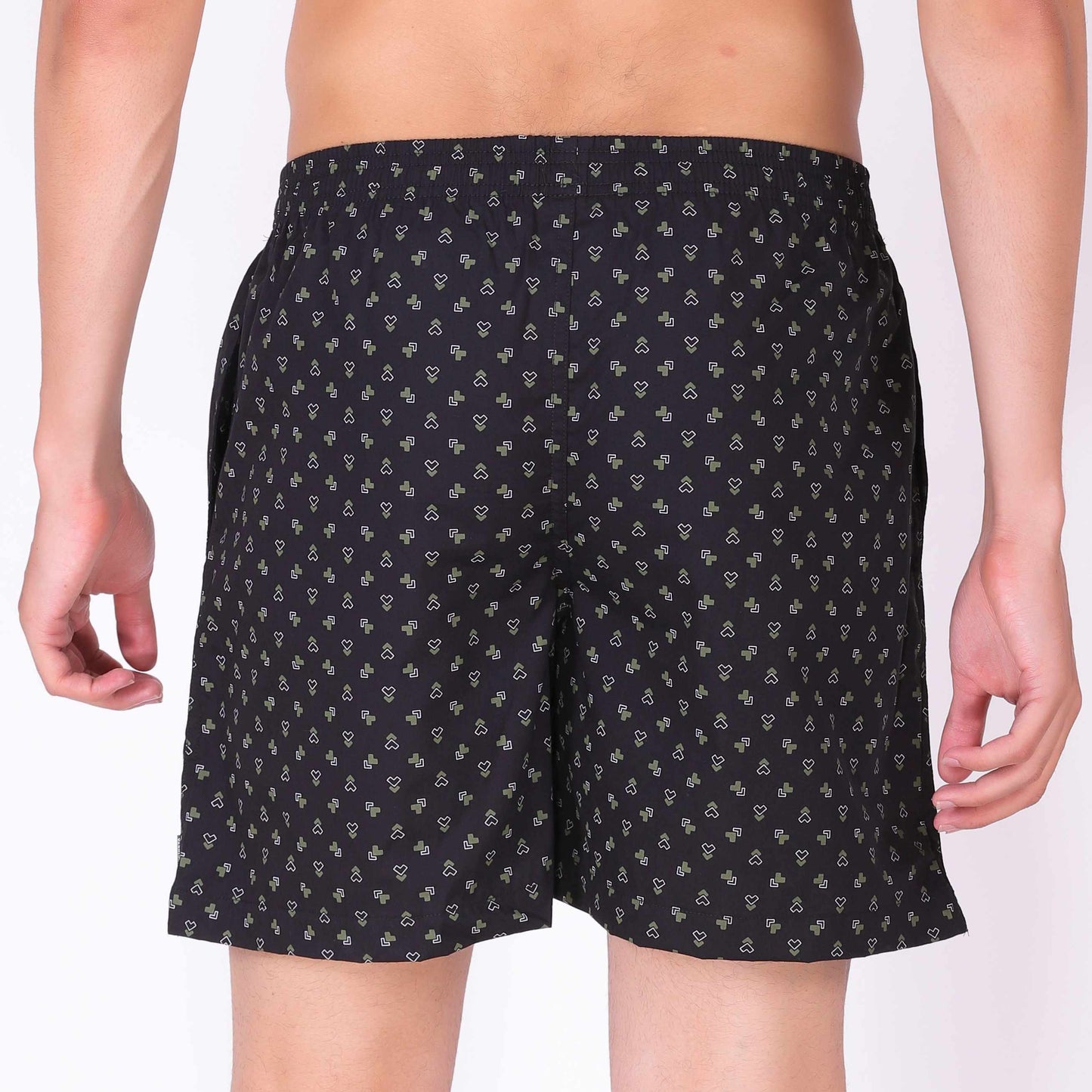 Van Heusen Black Cotton Printed Boxer Shorts for Men