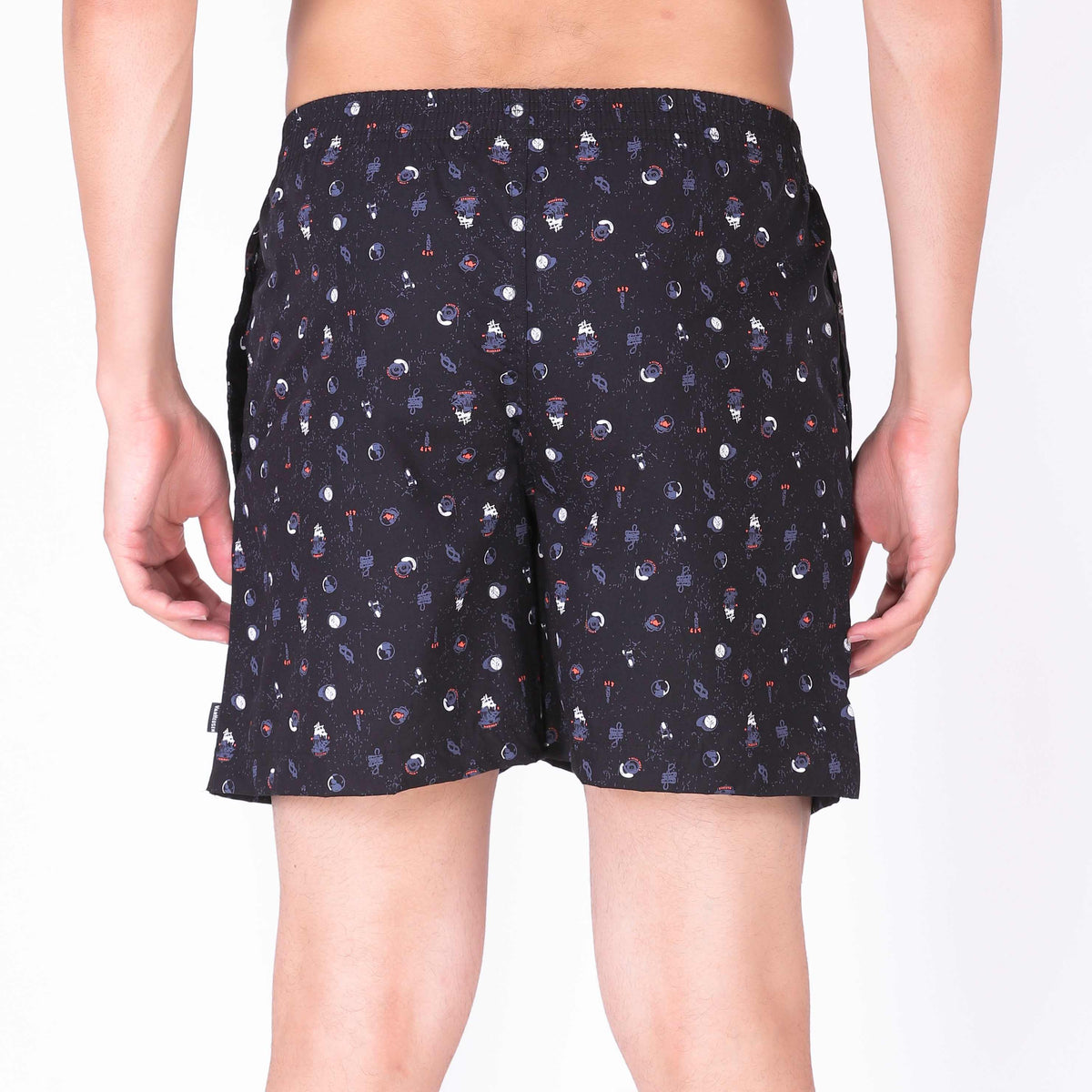Van Heusen Cotton Black Printed Boxer Shorts for Men