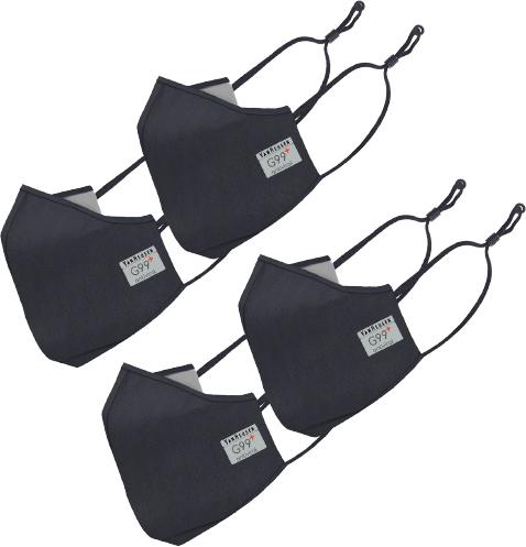 Van Heusen Cotton G99 Reusable Face Mask Black and Grey (Pack of 4)