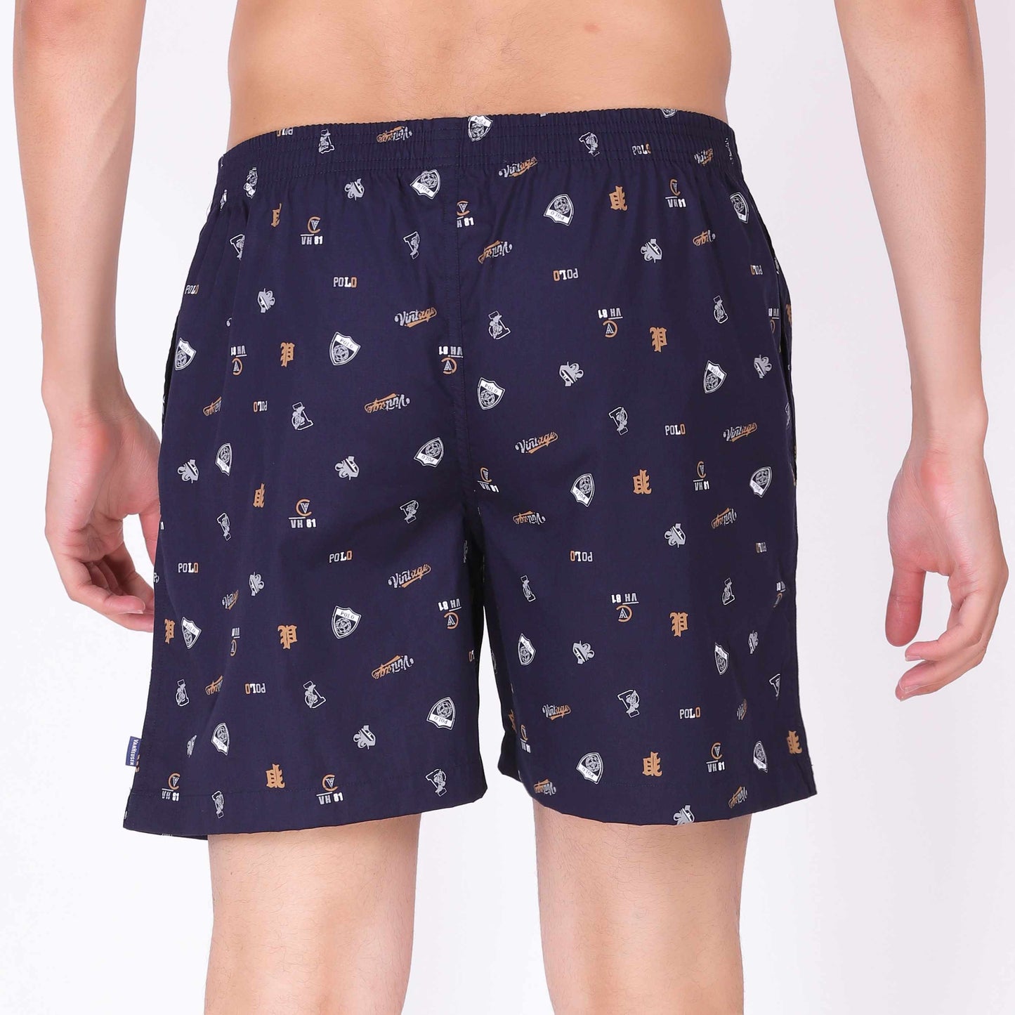 Van Heusen Dark Blue Cotton Printed Boxer Shorts for Men