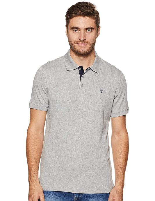 Van Heusen Men's Casual Grey Polo neck Collar t-shirt - Stilento