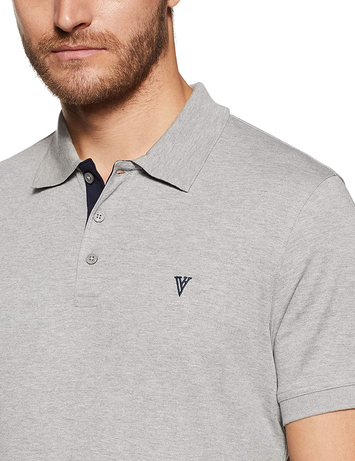 Van Heusen Men's Casual Grey Polo neck Collar t-shirt