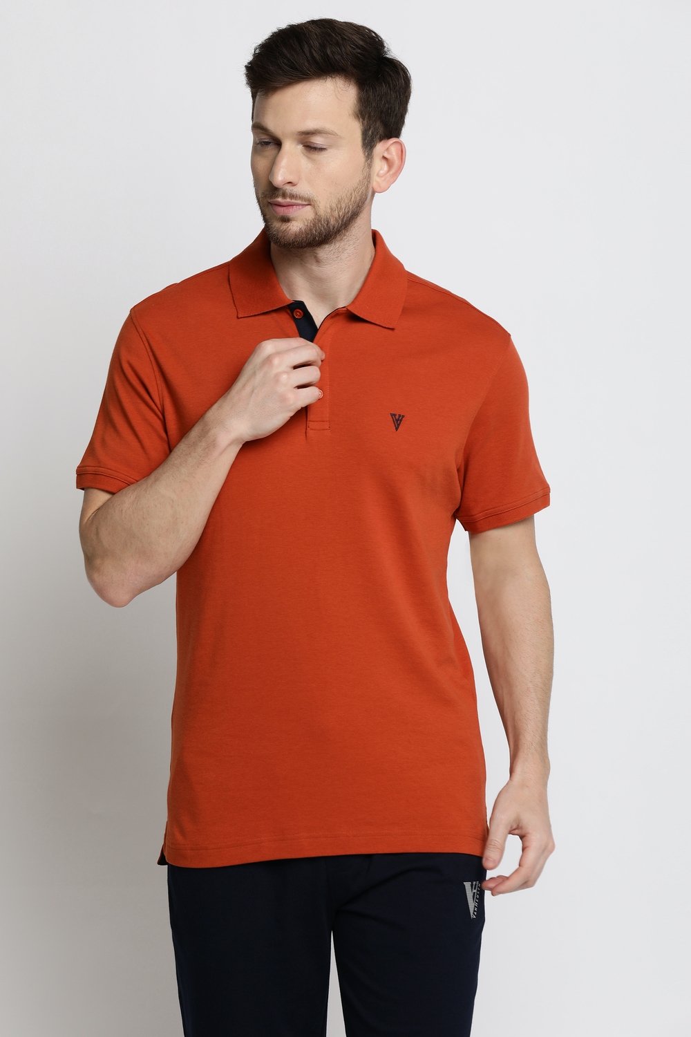 Van Heusen Men's Cotton Orange Polo neck Collar t-shirt