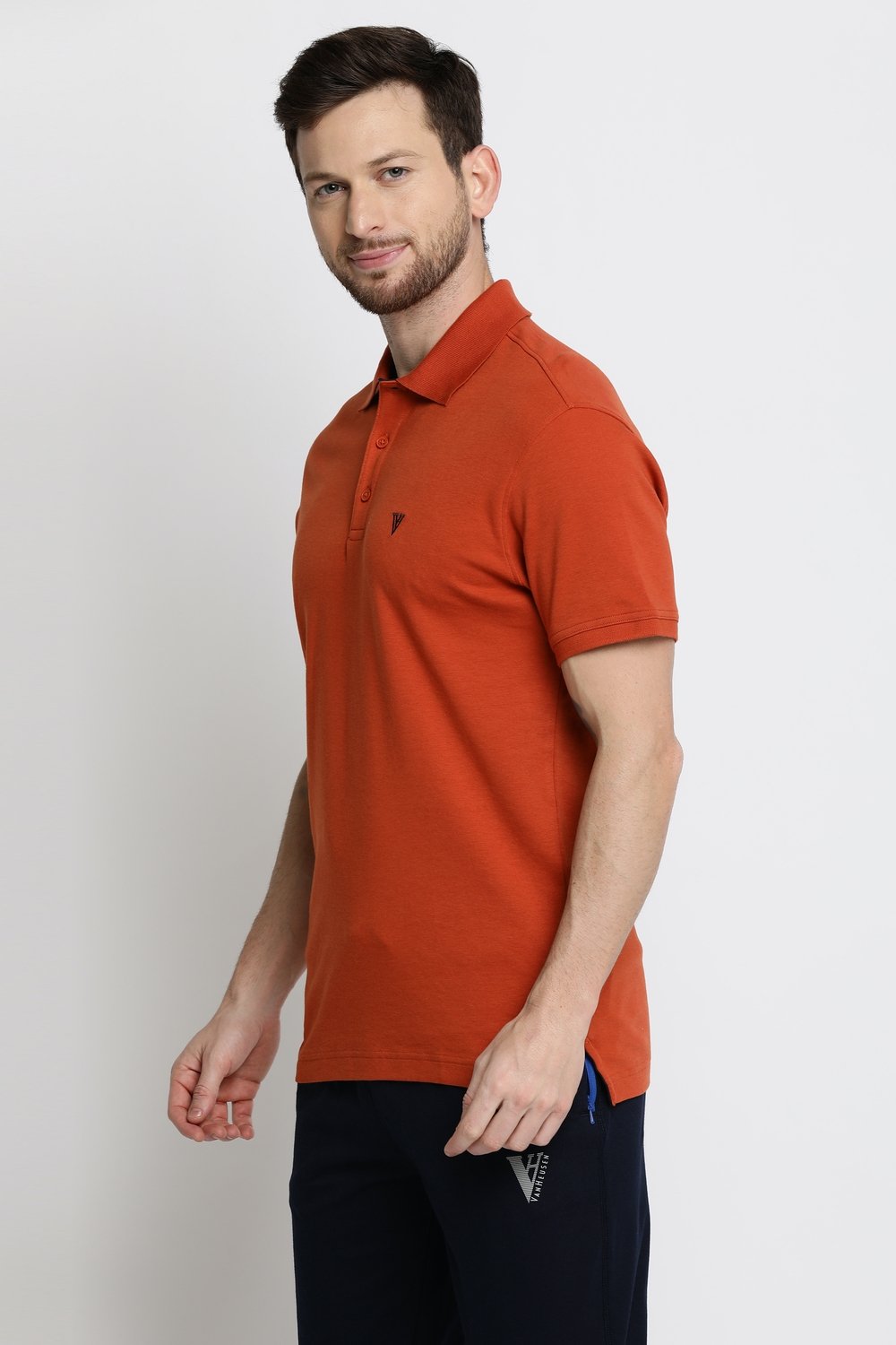 Van Heusen Men's Cotton Orange Polo neck Collar t-shirt