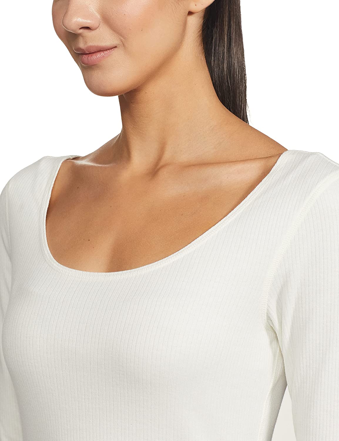 Van Heusen White Cotton Thermal Warmer Winter Wear Top for Ladies