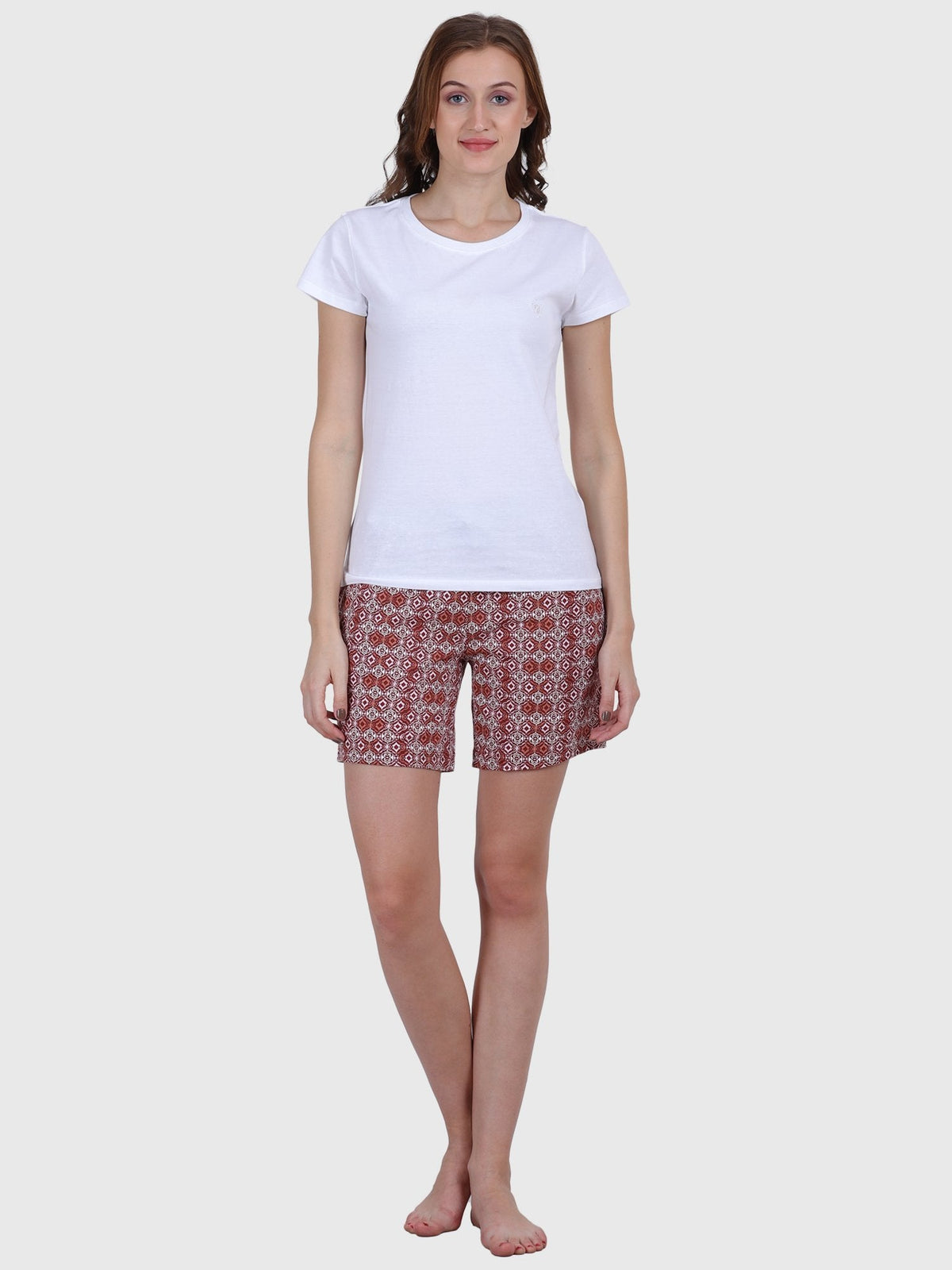 Van Heusen Women's Brown Printed Cotton Shorts