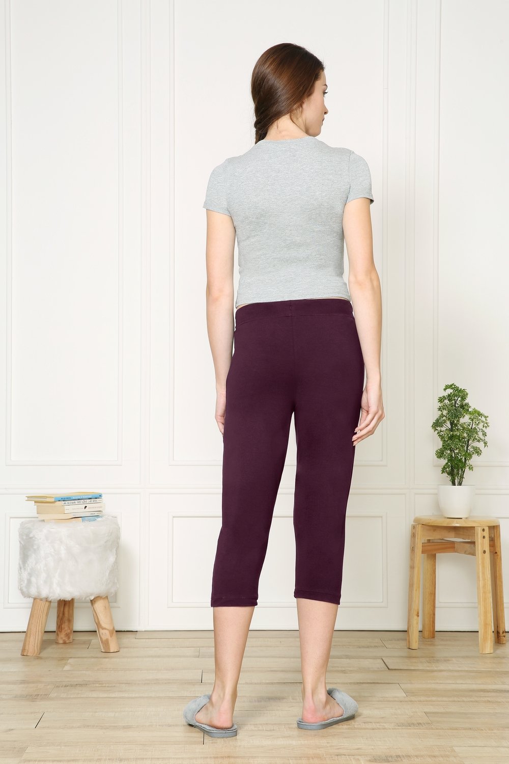 Van Heusen Women's Ultra soft & Stretchable Lounge Purple Capri