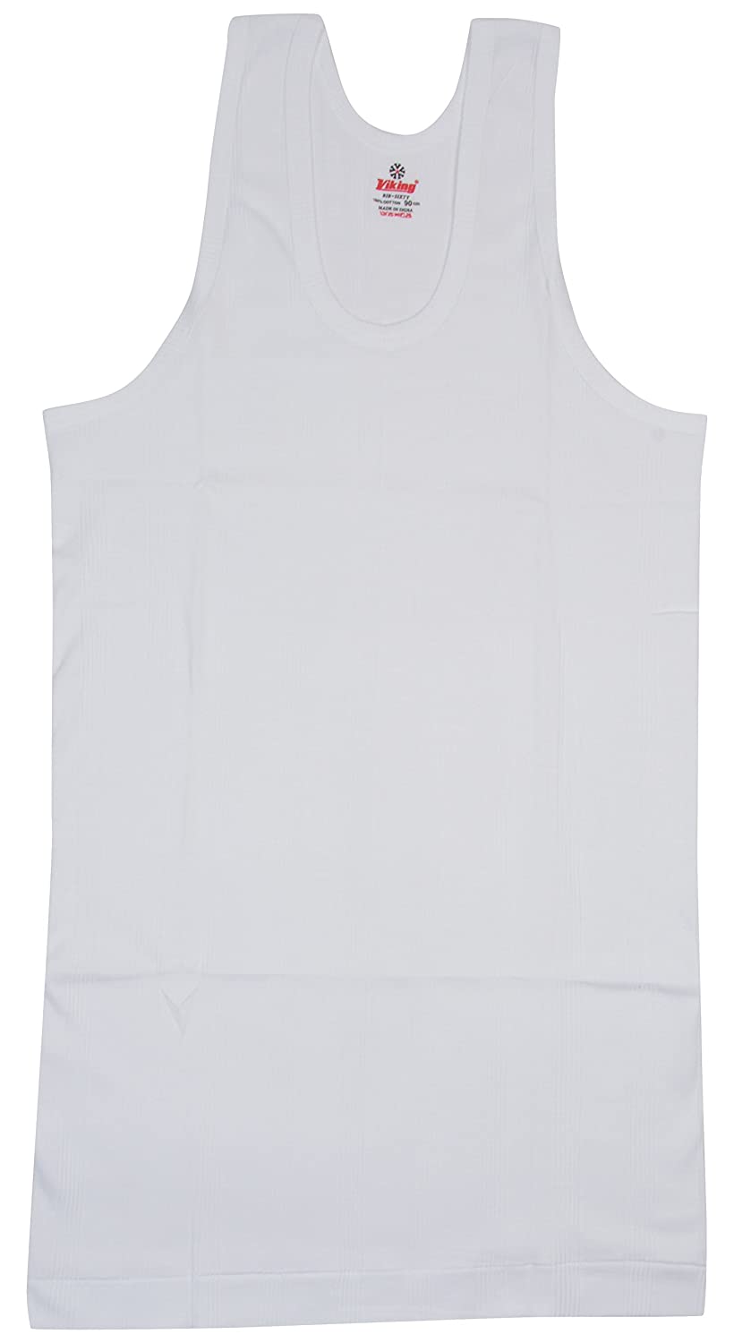 Viking Men's Round Neck White Cotton Vests (Pack of 5)