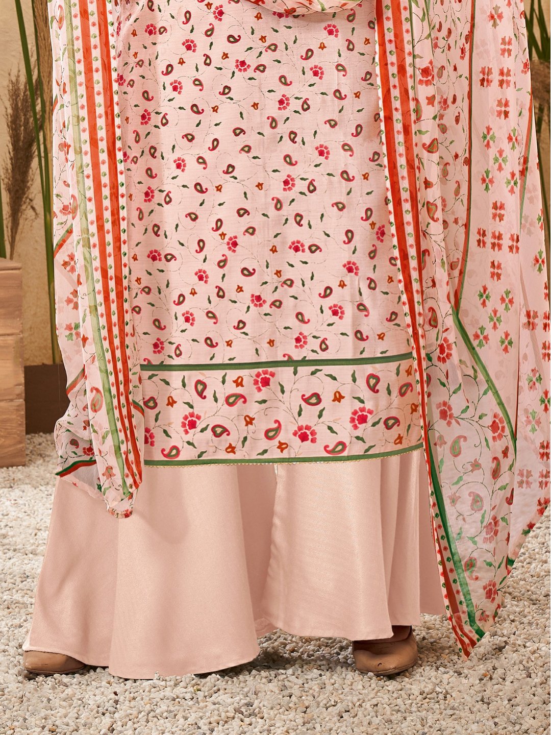 Viscose Silk Unstitched Suit Material with Chiffon Dupatta