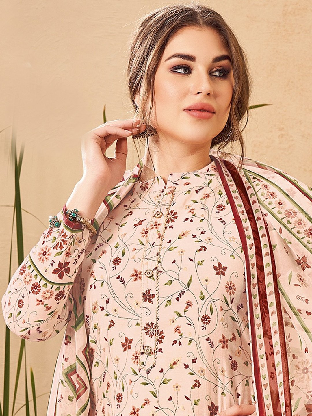 Viscose Silk Unstitched Suit with Chiffon Dupatta