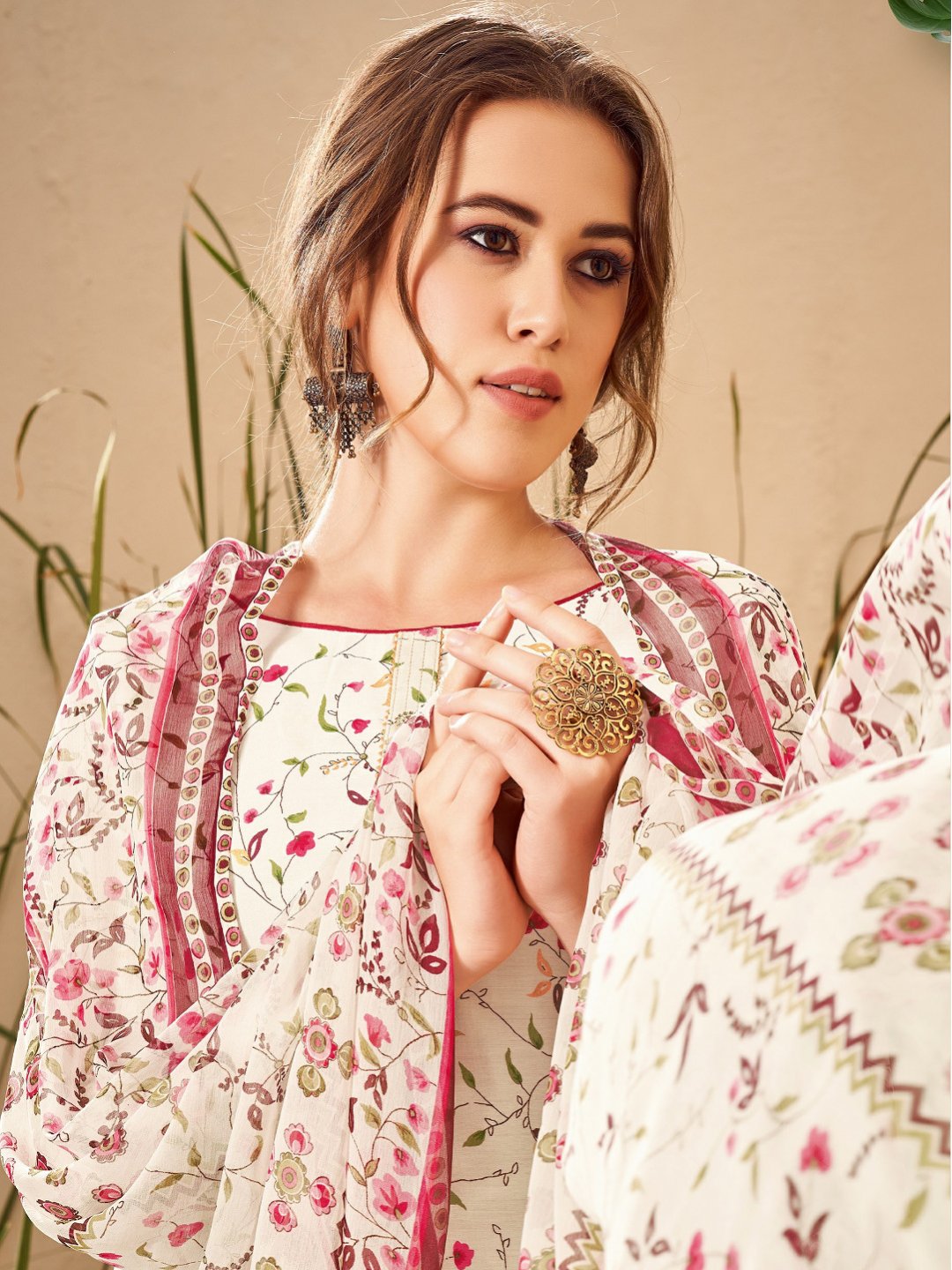 Viscose Silk Unstitched Suit with Chiffon Dupatta