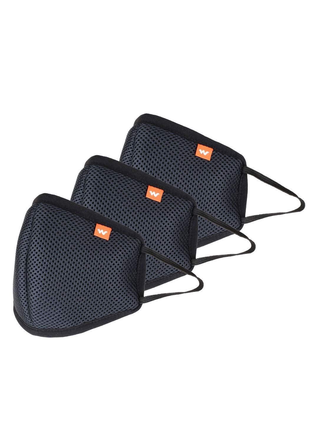 Wildcraft Reusable Supermask W95 Black Mask for Men and Women (Pack of 3)