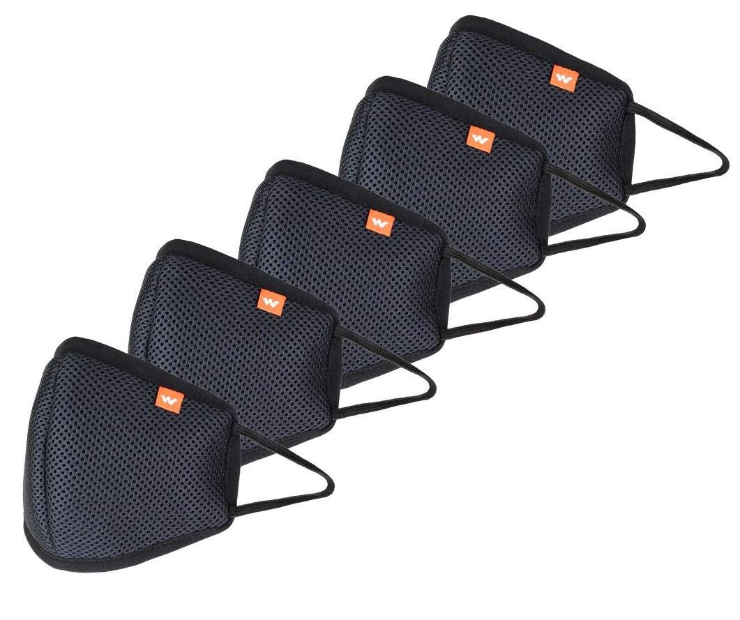 Wildcraft Reusable Supermask W95 Black Mask for Men and Women (Pack of 5)