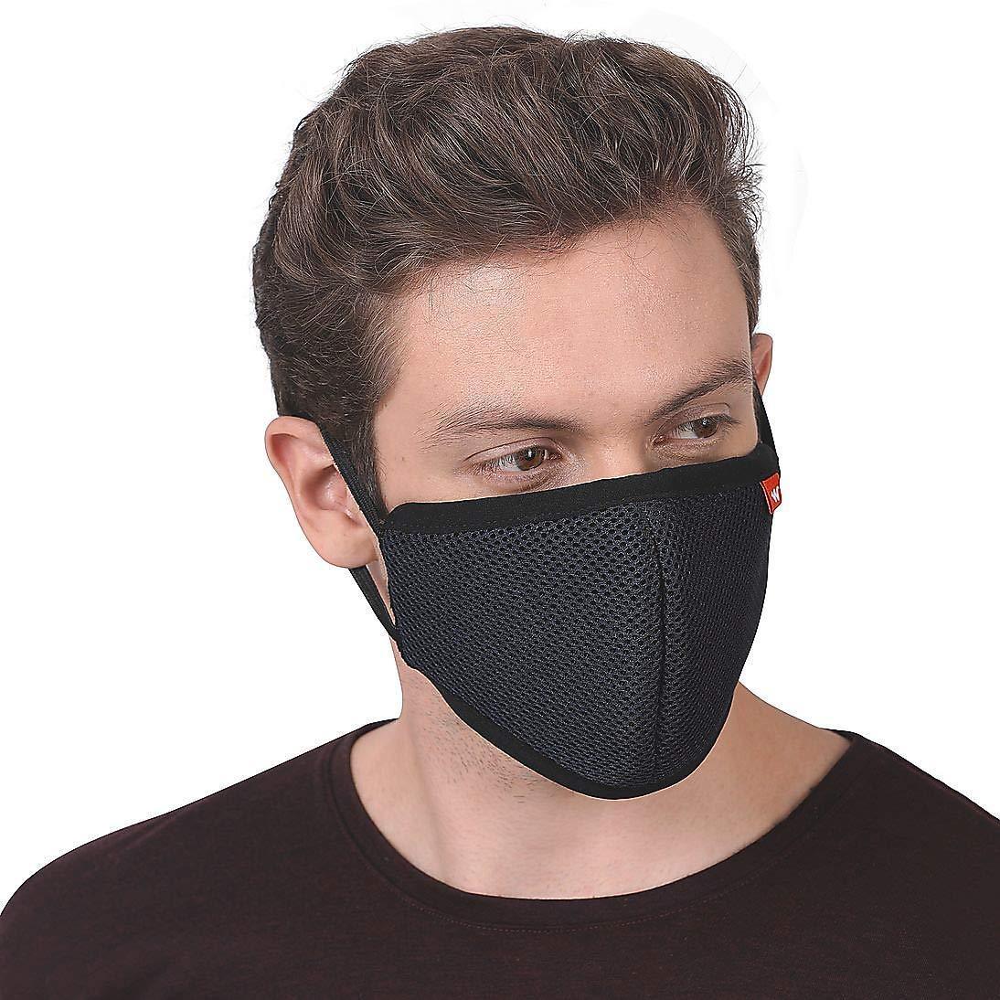 Wildcraft Reusable Supermask W95 Black Mask for Men and Women (Pack of 5)
