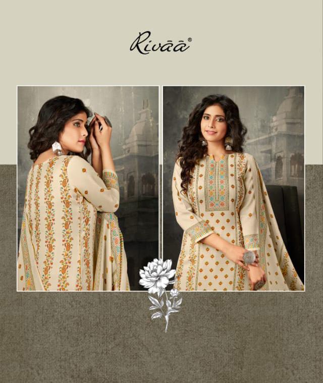 Women Unstitched Winter Woolen Pashmina Off-White Suit Material