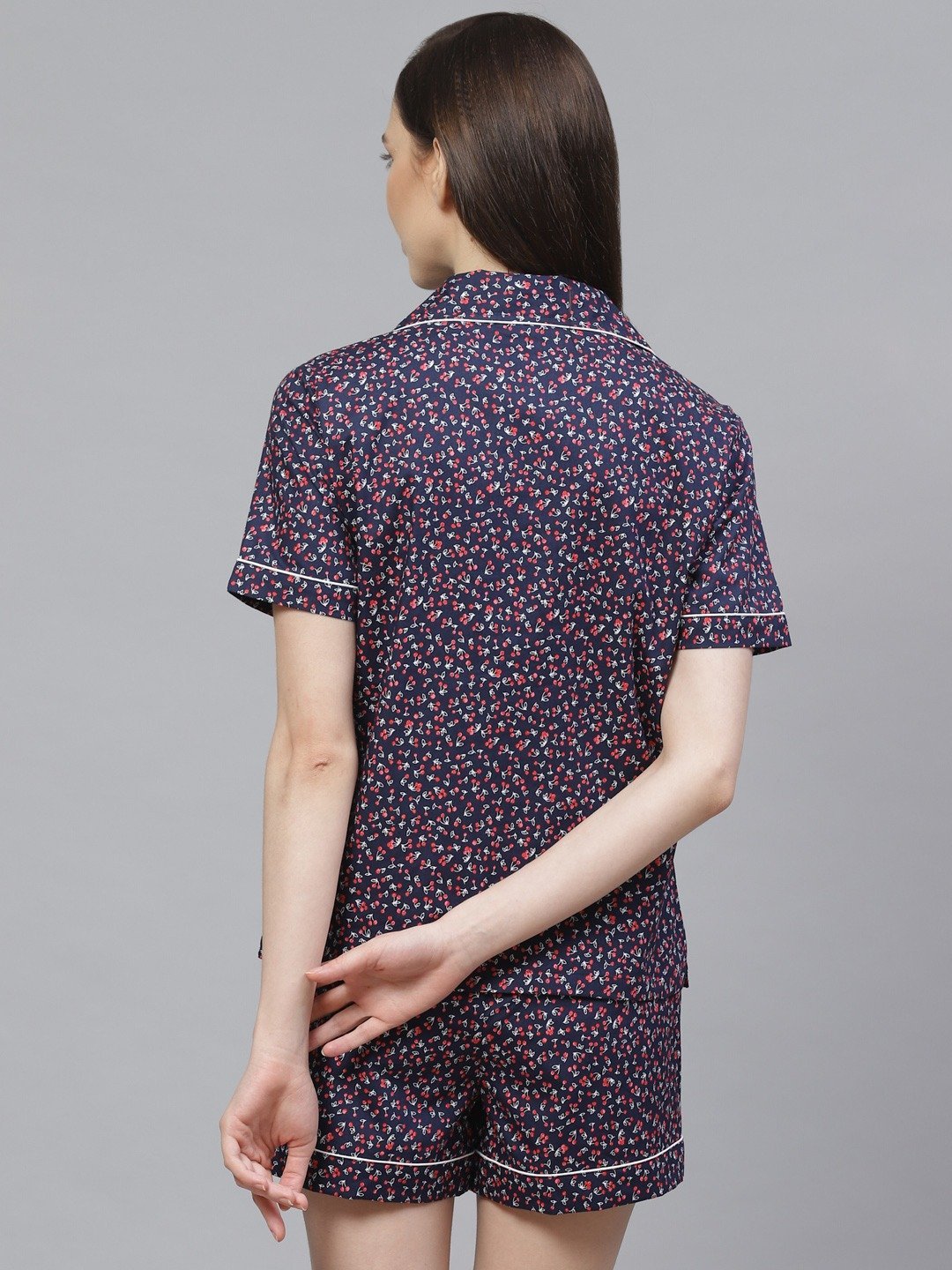 Women Blue Printed Designer Night suit with Shorts