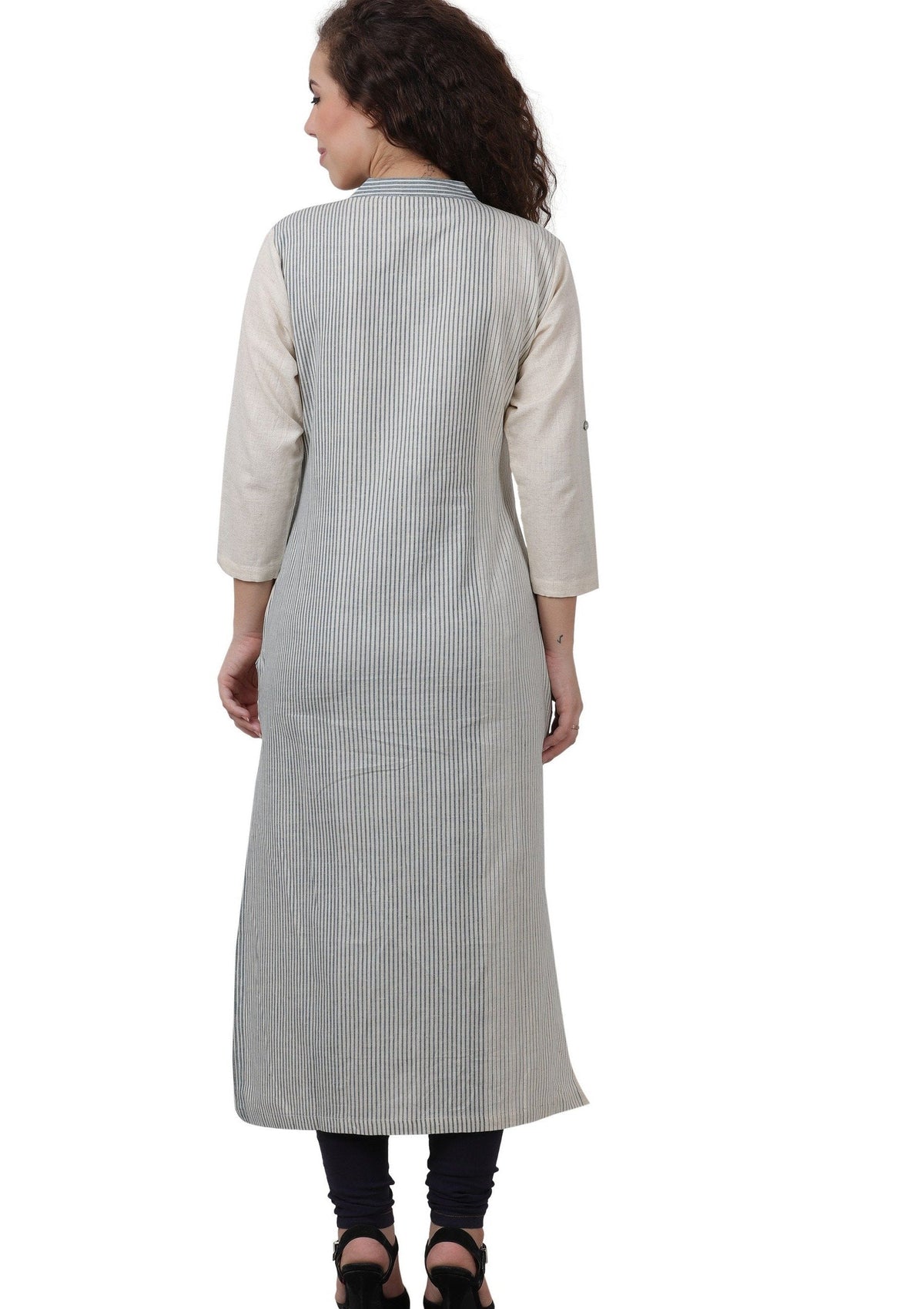 Women Printed Cotton Straight Kurta Cream