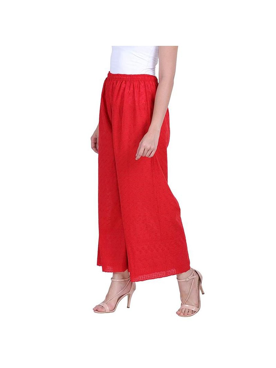 Women's 100% Pure & Soft Rayon Palazzo (Free Size) Red