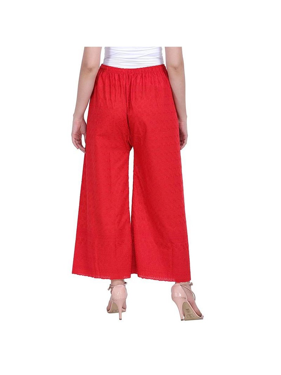 Women's 100% Pure & Soft Rayon Palazzo (Free Size) Red