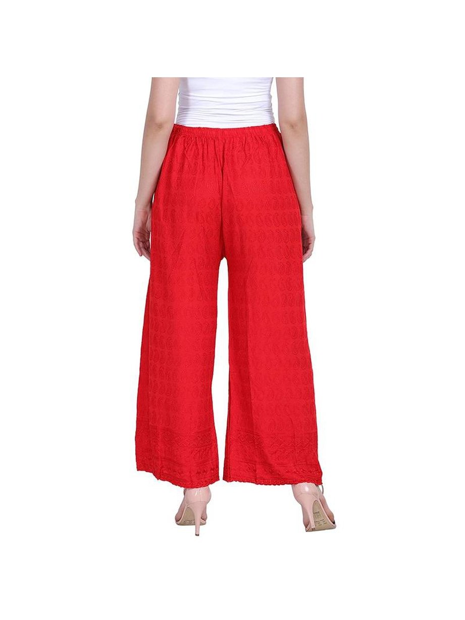 Women's 100% Pure & Soft Rayon Palazzo (Free Size) Red