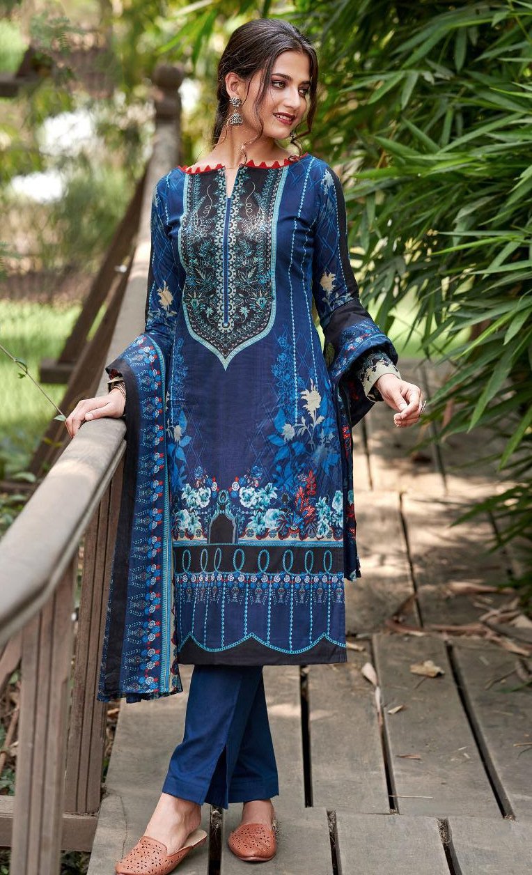 karachi ladies dress Ladies Blue Pakistani suits Karachi Dress Material Stilento
