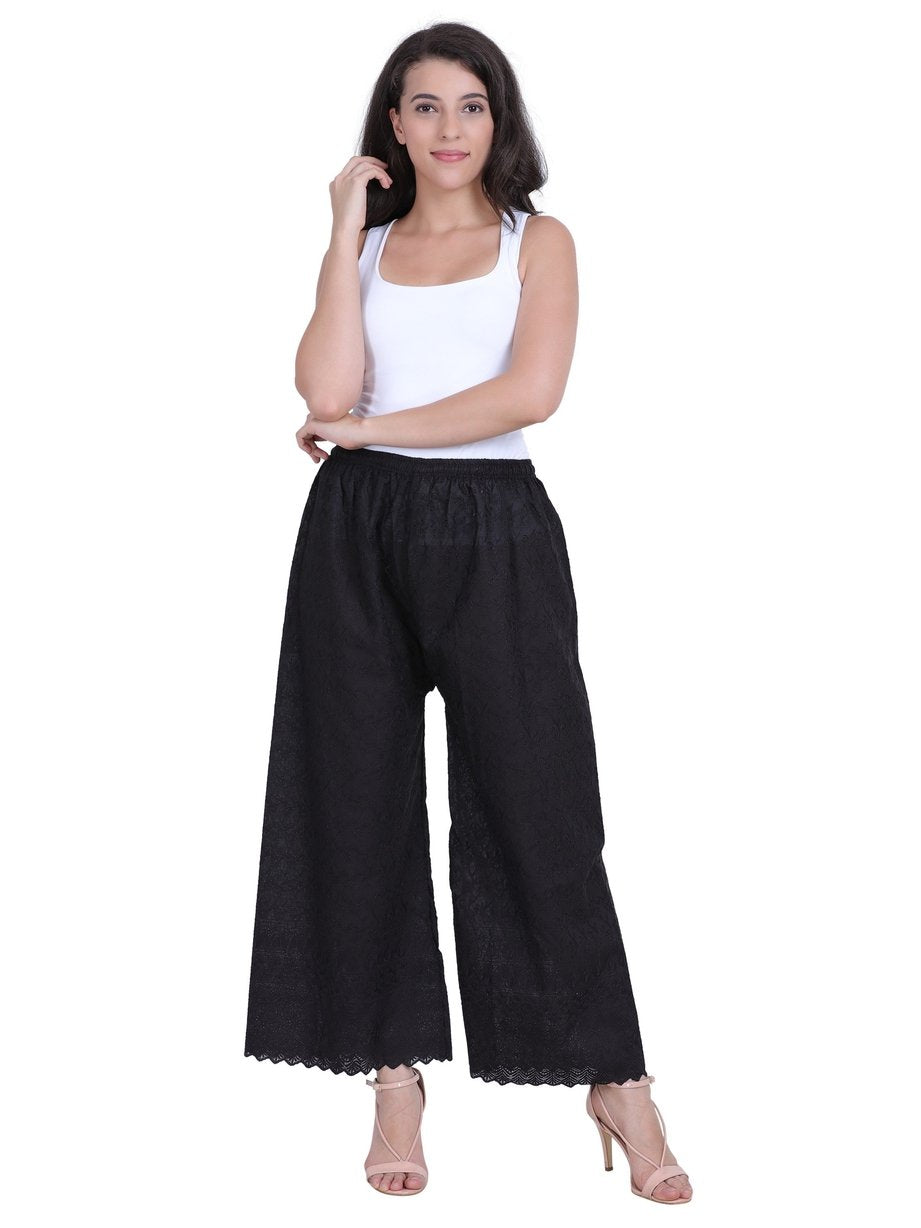 Women's Cotton chikankari Palazzo Combo (Pack of 2)