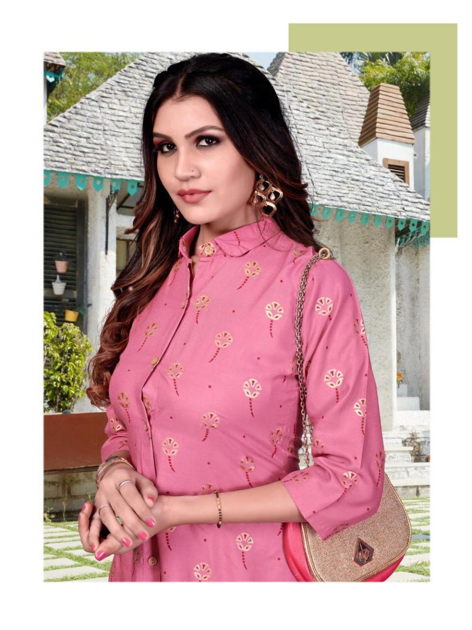 Women's Designer Pink and Red Kurti with Palazzo Set