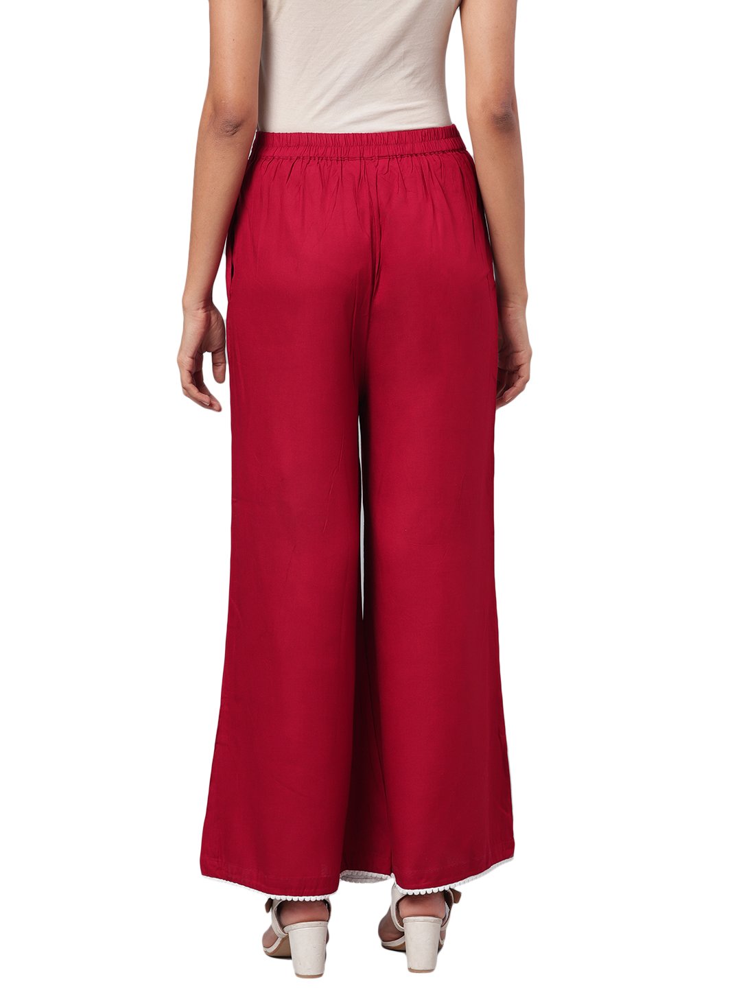 Women's Maroon Casual Wear Rayon Palazzo Pants