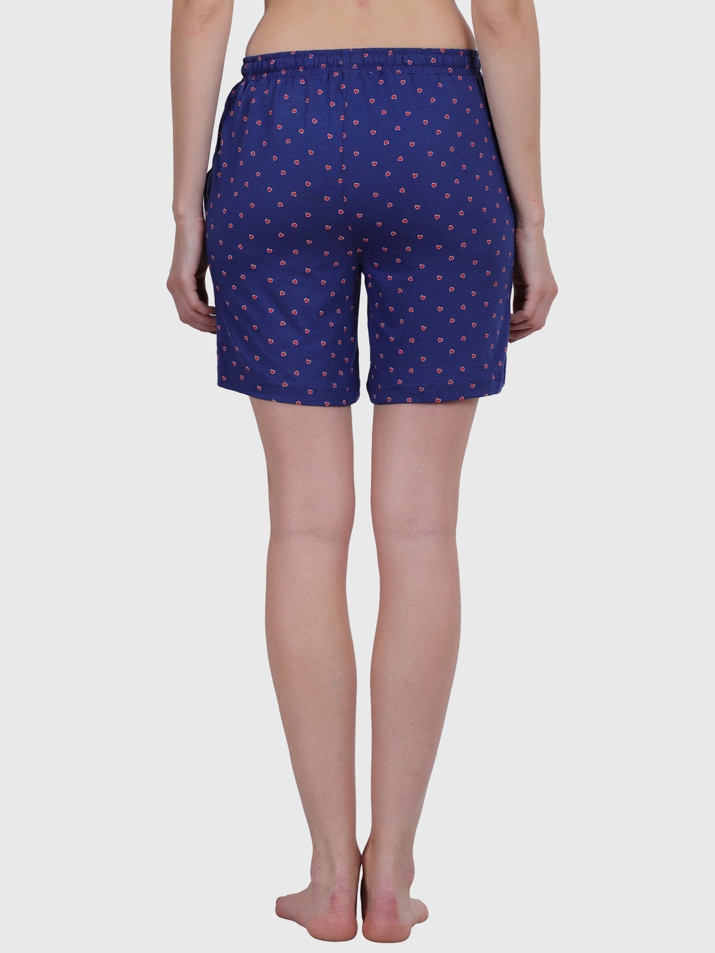 Women's Printed Cotton Night Lounge Shorts Dark Blue