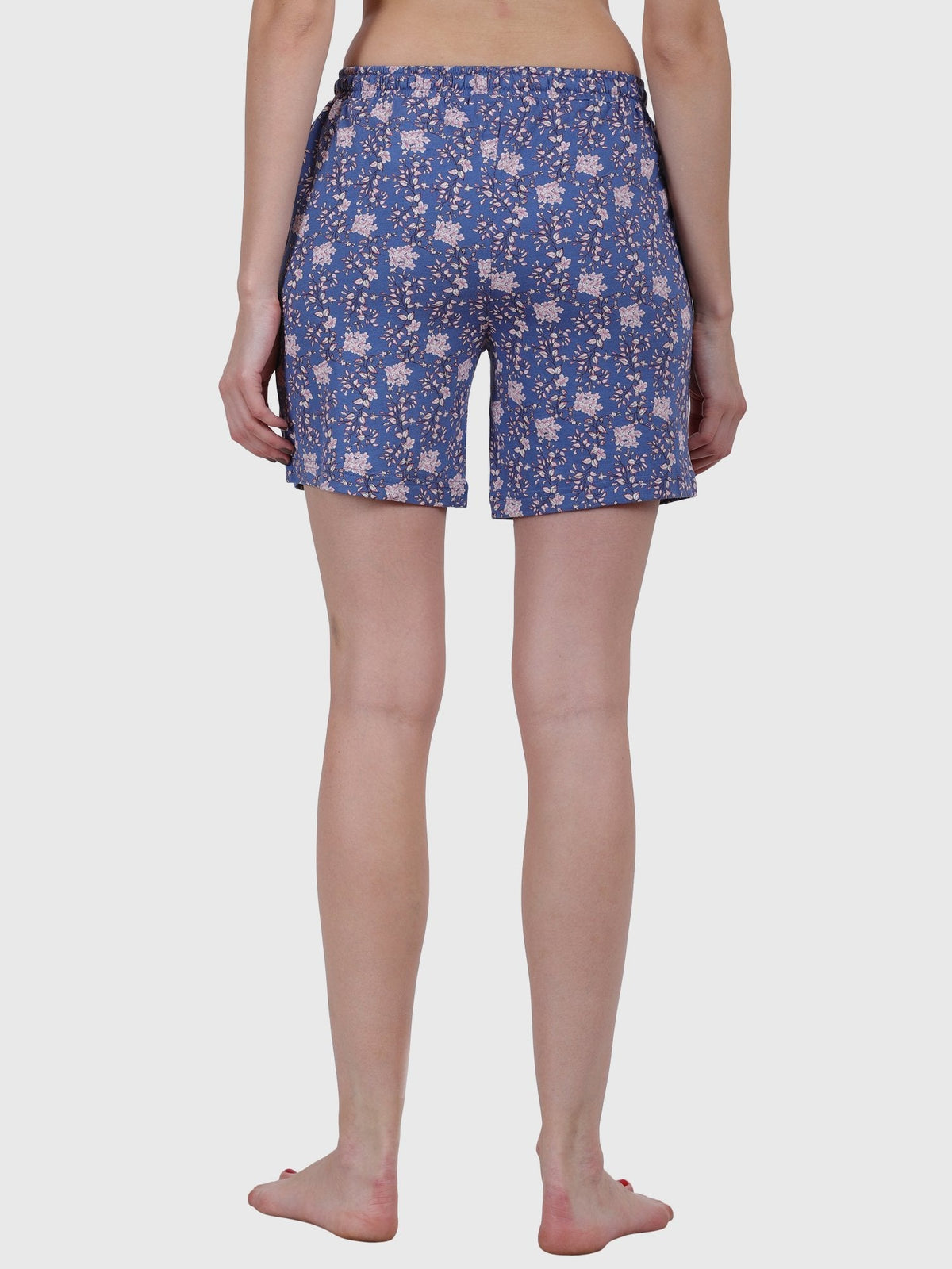 Women's Printed Cotton Night Sleep Shorts Dark Blue