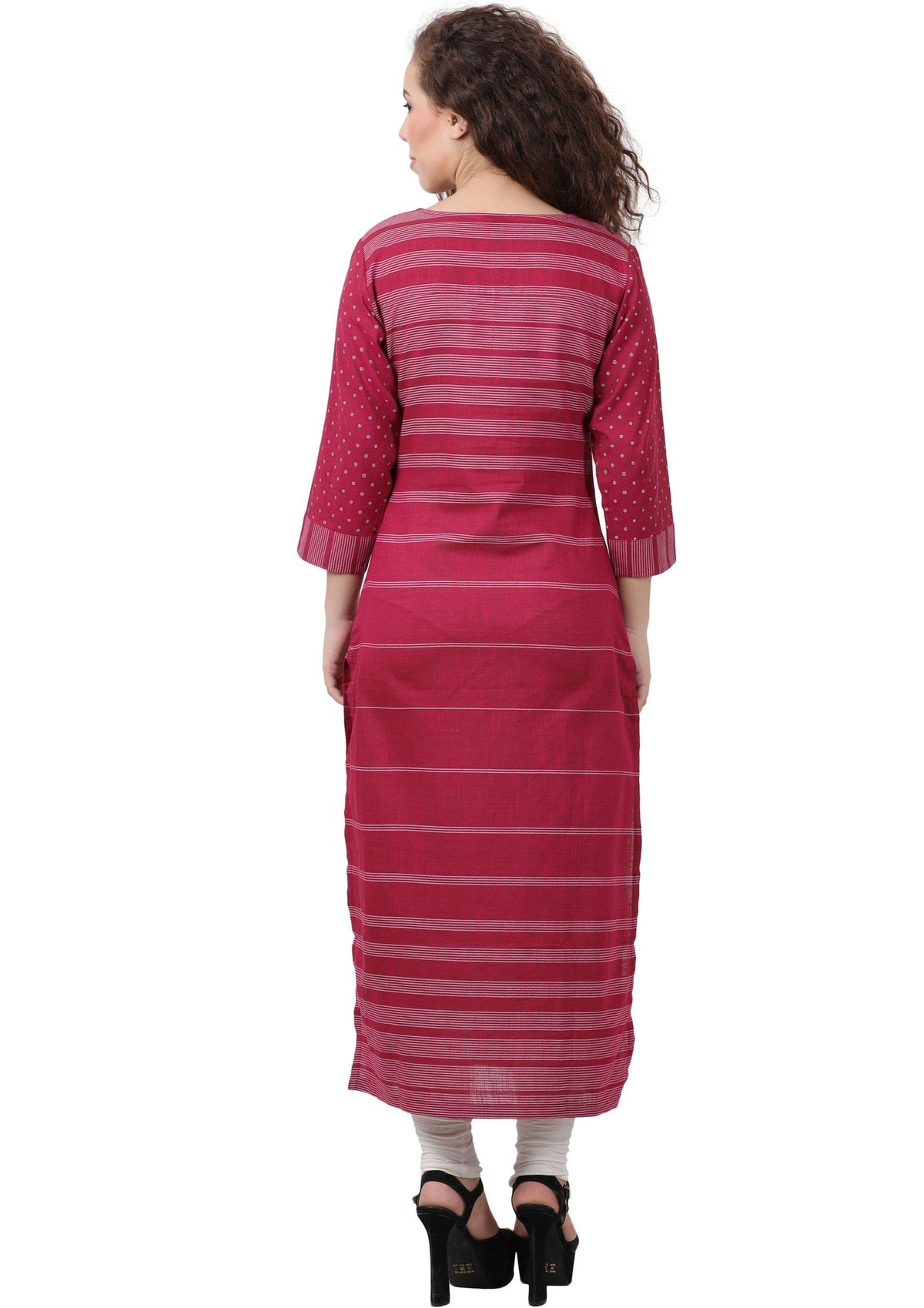 Women's Printed Cotton Straight Kurta Maroon