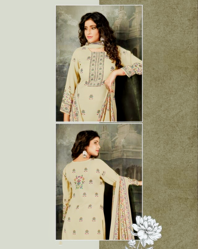 Woolen Pashmina Unstitched Winter Suit Dress Material for Ladies