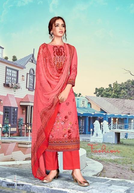 Yashika Cotton Lawn Pink Karachi Dress Material For Women