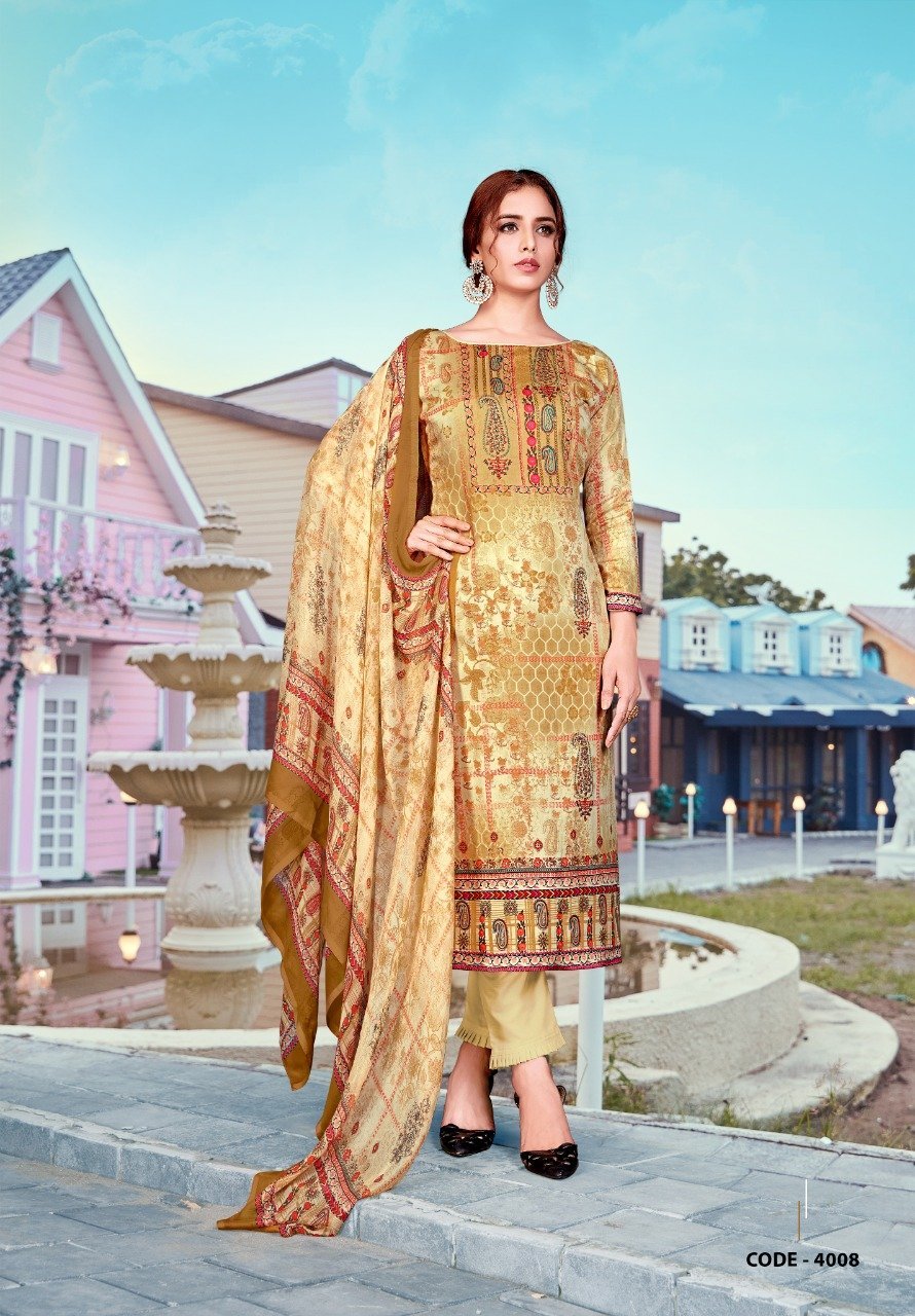 Yashika Cotton Light Brown Dress Material For Women